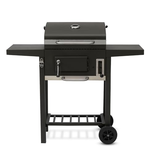 tepro Toronto Compakt, Grillwagen / Holzkohle-Grill mit Rädern, 3-fach höhenverstellbar mit Hebel, Maße ca. 108,5 x 52,0 x 95,5 cm, Anthrazit/Edelstahl