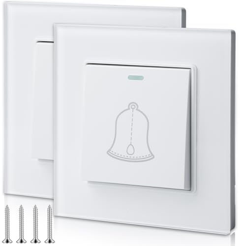 2 Stück Klingeltaster, Aufputz Schalter, Türklingel Schalter, Klingelknopf Außen Klingeltaster Unterputz Klingelschalter Aufputz klingeltaster 220~250V Außen Home (Weiß)