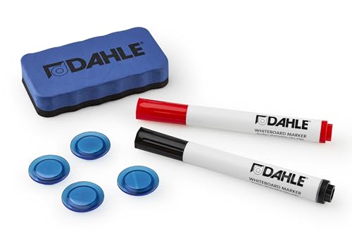 Dahle 95140-13540 Whiteboard Starterset (2 Boardmarker rot/schwarz, 4 Magnete, 1 magnetischer Wischer)