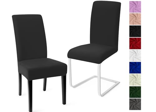 Stuhlhussen 2er Set Stuhlbezüge Moderne Stretch Stuhlhussen Universal Husse Abnehmbare Stuhlbezug Waschbarer Abdeckung Esszimmer Dekoration Spannbezug,für Hotel Hochzeit Partys(2er Set, Dark Gray)-C