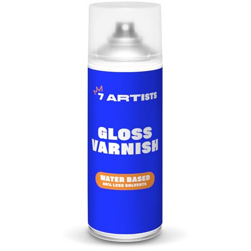 7 Artists Acryl Klarlack Spray | Klarlack Glänzend auf Wasserbasis | Lack Spraydose 400ml - Acryllack Transparent | Sprühlack Klarlack für Acrylfarben | Sprühlack Transparent Wasserfest