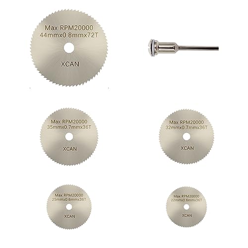 5 x HSS Sägeblätter mit 1/8”Schaft Verlängerungsstange, Schneidrad Klingendorn Drehwerkzeug-Set für das Schneiden von Holz, Kunststoffprodukten, Aluminiumlegierung, Weichmetall