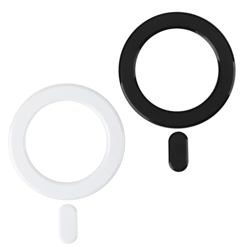 2 Stück Magnet Ring Aufkleber, Kabelloses Laden Umwandlungskit Universal Magnet Sticker Ring Magnetischer Adapter Magnet-Ring kompatibler mit iPhone für Kabelloses Laden und Zubehör Schwarz und Weiß