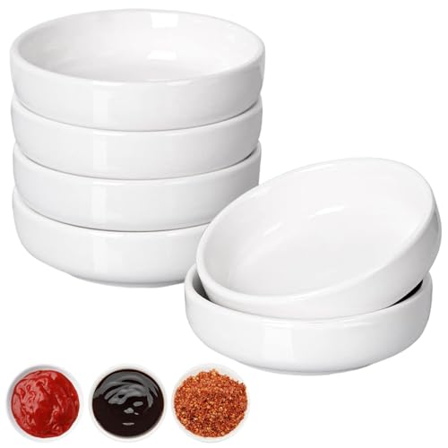 Kleine Schälchen für Dips,9 cm Dipschalen Set, 6er-Set Sojasauce Schälchen Weiß, Sushi Schälchen, Mini Dipschale, Weiß Saucenschälchen, Snack Schalen, Dip Schalen Set für Beilagen, Ketchup, BBQ