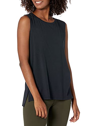 Amazon Essentials Damen Yoga-Tanktop aus weicher Baumwolle in normaler Passform (in Übergröße erhältlich) (zuvor Core 10), Schwarz, L