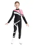 inhzoy Kinder Eiskunstlauf Anzug Mädchen Eiskunstlauf Jacke Und Hose Kompression Leggings Mit Strass Sport Outfit Trainingsanzüge Skating Suit Rosa 122-128