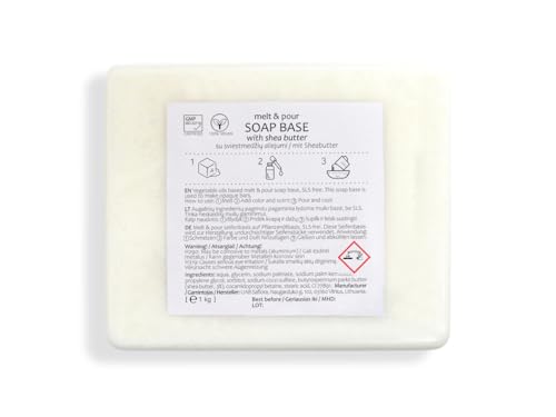 1 kg Seifenbasis mit Shea-Nussbutter zur Seifenherstellung Glycerinseife Rohseife (SLS/SLES-frei)