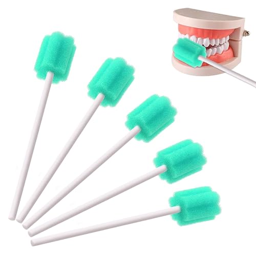 100 Stück Mundpflegestäbchen, Mundhygiene, Mundpflegestäbchen Wattestäbchen, Geschmack Neutral, Mundpflegestäbchen für Reinigung Zahnkliniken (grün)
