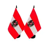 Tischflagge Österreich, 2 Stück, österreichische Schreibtischflagge, Adler, Wappen, 21 x 14 cm, Fahnen für den Schreibtisch