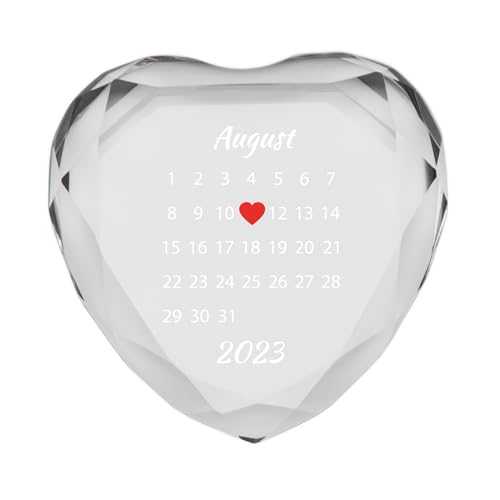 Geschenke 24 | Herz-Diamant Schönster Tag personalisiert (weiß) | Bedruckt mit Wunschdatum | Jahrestag | Hochzeitstag | Geschenkidee für Ehepaar | Romantisches Liebesgeschenk für Sie und Ihn