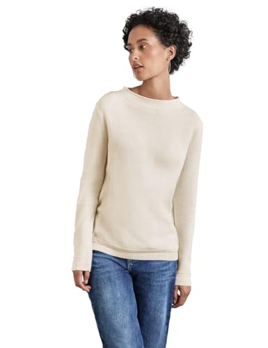 STREET ONE Damen A302771 Pullover Mit Gerolltem Saum, Oak Beige Melange, 38 EU