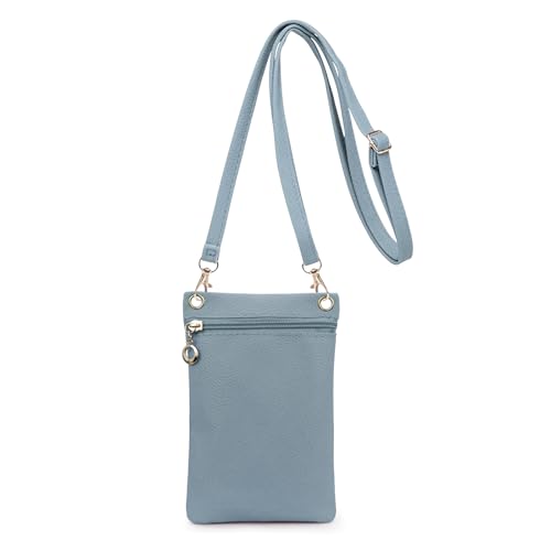 Energather Handy Tasche, Weiches PU-Leder Handy Umhängetasche Umhängen Damen, Handytasche Zum mit kann getrennt werden Schulterblätter Gürtel für Einkaufen, Verabredungen, Spaziergänge (blau)