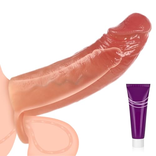 Erwachsener Penishülle verlängerung, FOXWAND Realistische Dildo 18CM PenishülleVergrößerer mit dehnbarem Hodenring, wiederverwendbar Penisvergrößerung Sexspielzeug geeignet für Paare, männlich