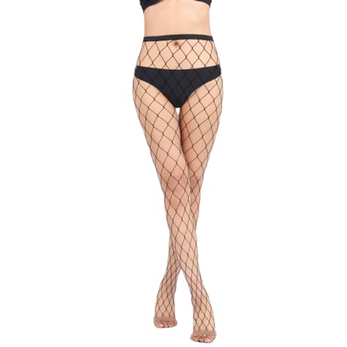 Sufune Netzstrumpfhose Schwarz für Damen, Fishnet Stockings Strumpfhosen Netzstrümpfe Fischnetz Strümpfe Sexy Elastisch Hohe Taille Strumpfhosen