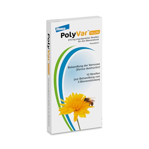 Polyvar Yellow 275 mg Strips - Wirksame Varroa-Milbenbehandlung für Honigbienen, Streifen zum Anbringen am Flugloch, 10 Streifen