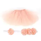 Neugeborene Fotografie-Requisiten, Weicher, Flauschiger Tutu-Rock, Blumen-Stirnband, Eingewickeltes Brust-Set, Baby-Fotoshooting-Outfits für Kleine Mädchen(Fleischmahlzeit)