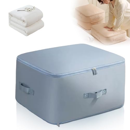 Ultra Space Saving Self Compression Organizer, 2024 Neue Compression Storage Bag, Koffer Organizer Groß mit Reißverschluss, Geeignet für Kleidung, Steppdecken, Bettwäsche (Blau, XL)