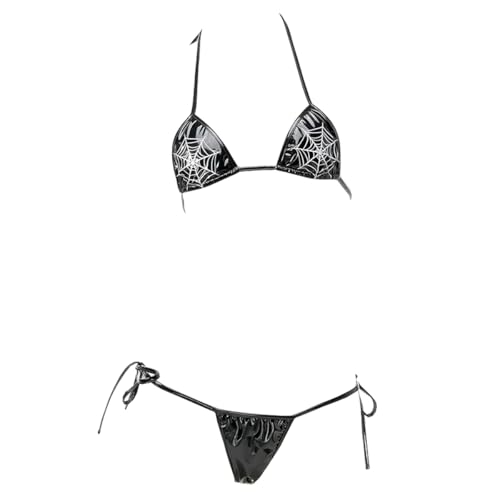 SNOMYRS Tiny Bikini Sexy Gothic Leder Cosplay Dessous Micro Bikini Extreme Microbikini Badeanzug Kawaii Bikinis String