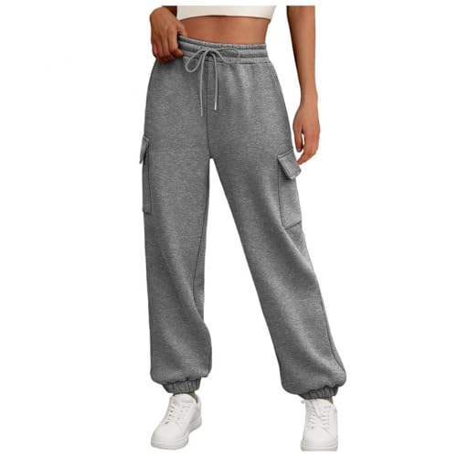 Damen Stretch-Taille, leger, Outdoor, mit Tasche, Baggy-Kordelzug, hohe Taille, Sweathose, Wanderhose mit Taschen, Leggings für Damen, GY3, 3XL