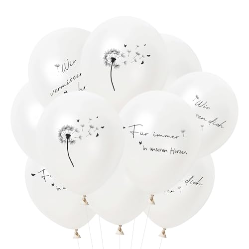 28 Stück Trauer Luftballons,Trauerfeier Latexballons,Gedenken Begräbnis Luftballons,Wir Vermissen dich Luftballons,Für immer in Unseren Herzen,Weiß Beerdigung Deko,für Trauerfeier Beerdigung Jubiläum