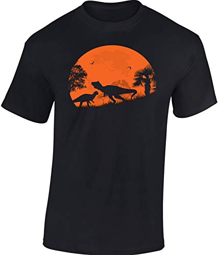 Kinder T-Shirt: Dino Dawn - T-Rex Tyrannosaurus Saurier Dinosaurier - Shirt für Jungen & Mädchen Geschenk-Idee zum Geburtstag für Kids (Black Opal 158/164)