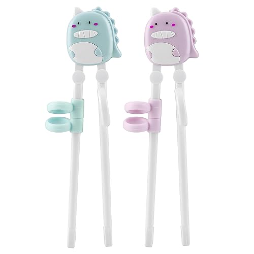 PandaEar 2 Paar Kinder Stäbchen zum Essen, Chinesische Stäbchen Set, Essstäbchen Kinder Lernstäbchen für Anfänger und Kleinkinder, Kids chopsticks, Dinosaurier