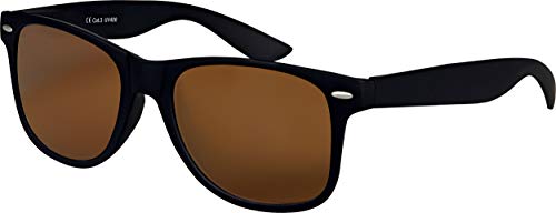 Balinco Sonnenbrille UV400 CAT 3 CE Rubber - mit Federscharnier für Damen & Herren (schwarz - braun)