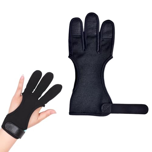 UENXRXE 1 Stück Fingerschutz Für Hände Handschuhe,Einstellbar Traditioneller Bogenschießen Schießhandschuh, 3 Finger-Schutz Handschuhe Für Kinder-Jugend-Erwachsen-Anfänger Schießen(A)