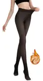 Thermostrumpfhosen für Damen, Strumpfhosen Damen Winter Gefütterte Strumpfhose, Warmer Pantyhose Gefälschte Durchscheinend Dicke Fleece Strumpfhose Damen (Schwarz Durchsichtig,320g für -5~10℃)