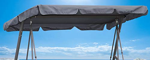 QUICK STAR Hollywoodschaukel Dachbezug 200 x 145 cm Grau Wasserdicht | Universal Ersatzdach Gartenschaukel 3 Sitzer | UV 50 Schaukel Dach Ersatz Bezug
