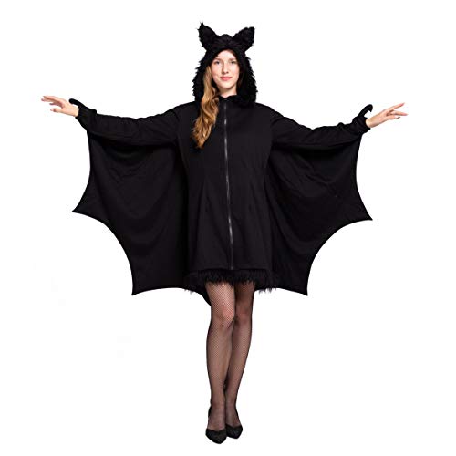 Spooktacular Creations Damen Schwarz Fledermaus Reißverschluss Hoodie Halloween Kostüm für Erwachsene (Small)