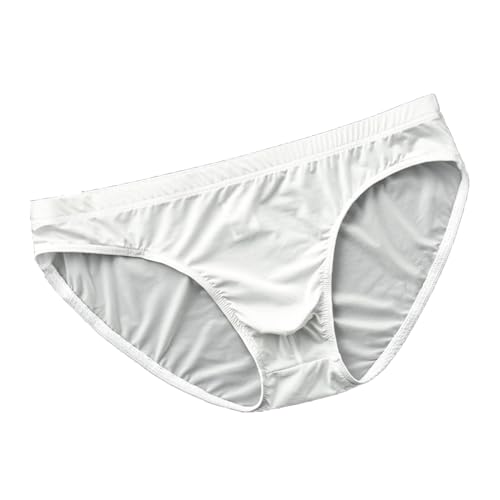 Herren Slip Glatte Unterhosen Stretcken Unterwäsche Ohne Kratzenden Sport Herren-Slips Sexy Slips String Tanga Underwear Herren-Strings Baumwolle Angebote Weiß XXL