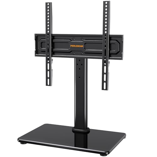 PERLEGEAR TV Standfuss TV Ständer Schwenkbar für 24-55/60 Flach & Curved Fernseher bis zu 40 KG, TV-Standfüße Höhenverstellbar & Fernsehständer Stabil,Universeller TV Standfuss Max.VESA 400x400 mm