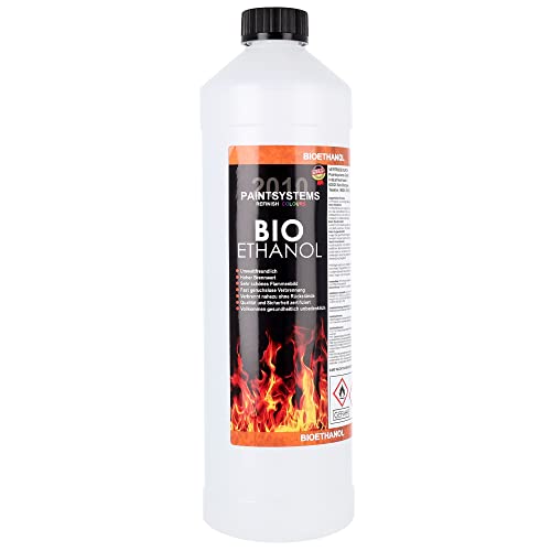 Bio Alkohol 100% 1 Liter - BIOETHANOL für Alkohol-Kamine, Tischfeuer, Ethanolkamine, Alkoholbrenner, Terrassenfeuer, Raumfeuer, Standfeuer oder Gartenfeuer