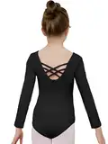 zffriction Ballettanzug Mädchen Ballettkleidung Langarm Kinder Ballett Trikot Turn-Leotards Gymnastik Turnanzug Trikot aus Baumwolle für Mädchen Damen (Schwarz, 140)