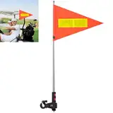 JINGHANGER Golfwagen Fahnenmast Reflektierend Flagge mit Teleskopstange 21x30cm Orangefarbene Sicherheitsflagge für Golfwagen Fahrrad und Rollstühle