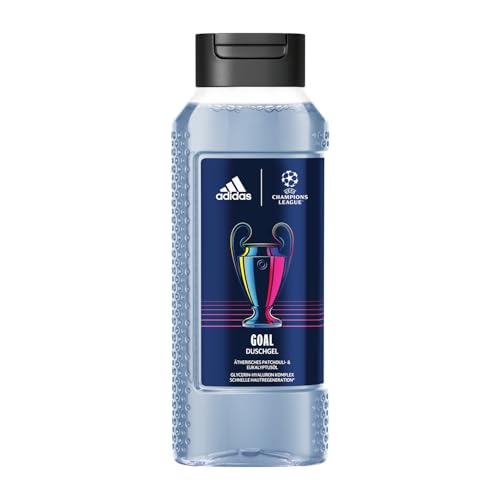 adidas UEFA Champions League Goal Edition Duschgel, mit langanhaltend frischem, grünem Fougère Duft mit natürlichen ätherischen Ölen für Männer, 250ml