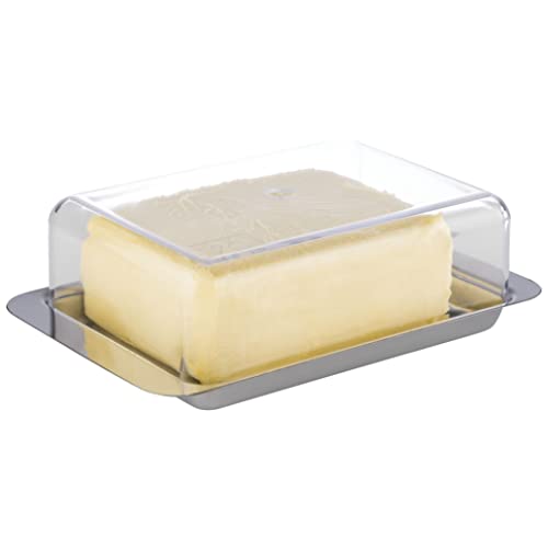 APS 63 Kühlschrank-Butterdose – hochwertiger Edelstahl Butter Behälter Made in Germany – langlebig und nicht rostend 16 x 9,5 x 5,5cm, nicht spülmaschinenfest