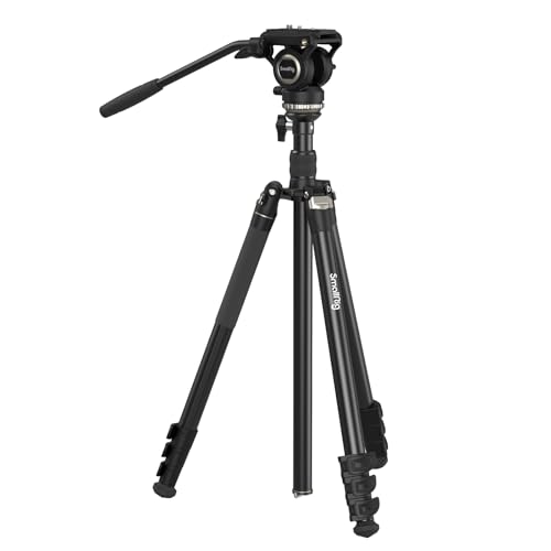 SMALLRIG Videostativ 75" Videokamerastativ Einbeinstativ mit +/-15° Nivellierbasis-Fluidkopf, professionelles Kamerastativ für Videokamera DSLR-Camcorder, CT210-4475