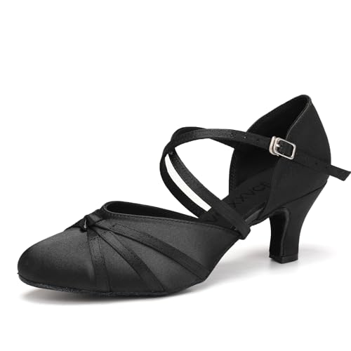 VCIXXVCE Damen Satin Gesellschaftstanzschuhe Geschlossener Latein Salsa Tango Moderne Standard Tanzschuhe, 39 EU