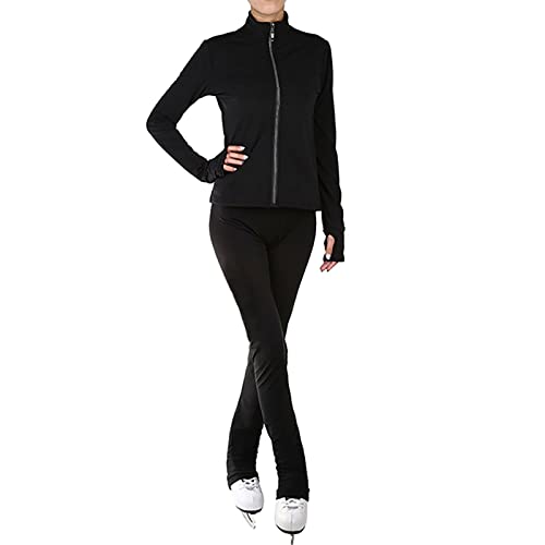 Songyi Eiskunstlauf Hosen und Jacken Sets Damen Mädchen Skianzüge Professionelle Trainingsbekleidung Eislauf Outfits(Size:M,Color:Schwarz)