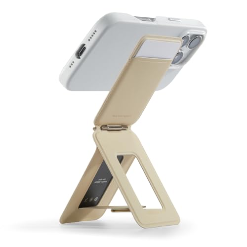 MOFT Kartenhalter & Handy Stativ Ständer, Kartenhalter Geldbörse mit Winkeleinstellung & Starken Magneten, Mini Selfie Stick Stativ für iPhone 16/15/14/13/12 Serie, Smartphone (Erdiges Beige)
