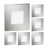 ledscom.de 6 Stück LED Treppenlicht/Wandeinbauleuchte FEX für innen und außen, eckig, edelstahl, 85 x 85mm, warmweiß