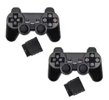 DARLINGTON & Sohns 2x Wireless Controller für PlayStation 2 Kabelloses Gamepad Dual Shock Vibration Kompatibel mit PS2 PS1 Konsole Kabellos