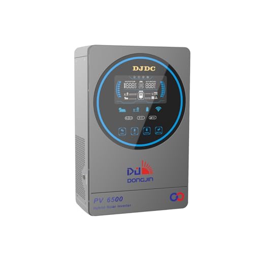 DJDCPOWER 4500W Solar Hybrid Wechselrichter 24V DC zu 230V AC, 150A MPPT Solarladeregler 6,25 Zoll Touch-LCD-Display, Hoher PV-Eingangsbereich (55V-450V DC) für Netzunabhängige Stromversorgung