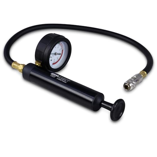 ENVA Kühlsystem Abdrückpumpe mit Manometer 0-2,5 bar Kühler Prüfgerät inkl. Ablassventil Abdrückgerät Vakuumprüfer Pumpe für Kühlsystem Handpumpe für zuverlässige Druckprüfung