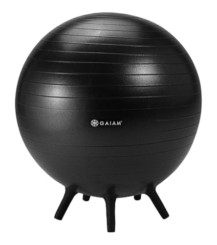 Gaiam Balance Ball Chair – Ergonomischer Bürostuhl & Yoga-Ball-Stuhl für Home Office Schreibtisch mit Übungsanleitung, einfacher Installation Ballpumpe und integrierten Stabilitätsbeinen, 65 cm (25,5