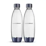 Sodastream, 2 einzelne spülmaschinenfeste Flaschen für Wassersprudler Duo, Terra, E-Terra, Art, Gaia, dunkelblau