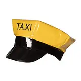 Boland 01346 - Mütze Taxi, Einheitsgröße, Gelb-Schwarz, Hut in Lack-Optik, Taxi-Fahrer, Kostüm, Karneval, Mottoparty