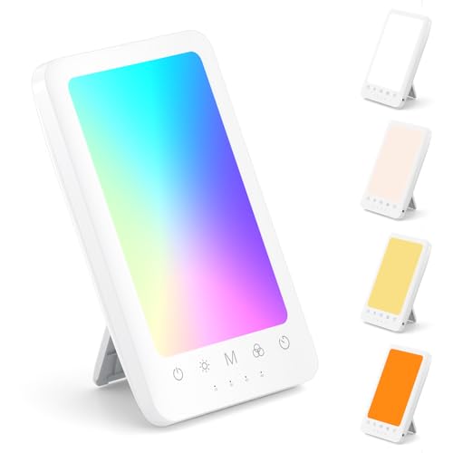 RICIAL Tageslichtlampe – 5 Helligkeitsstufen, 11 Farben, Sonnenlichtlampe ohne UV, Stimmungslicht, 4 Timer & Memory-Funktion, Lichttherapielampe